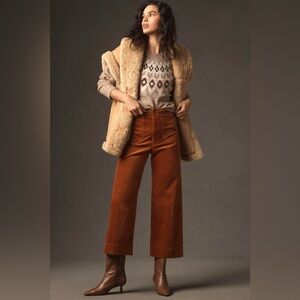 Maeve Anthropologie Corduroy Cropped Pants, Copper Color, Size 27